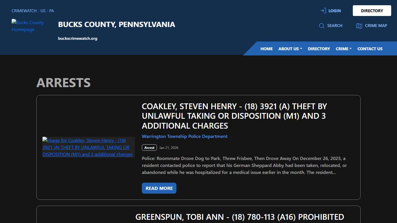 Arrests for Bucks County, Pennsylvania | CRIMEWATCH